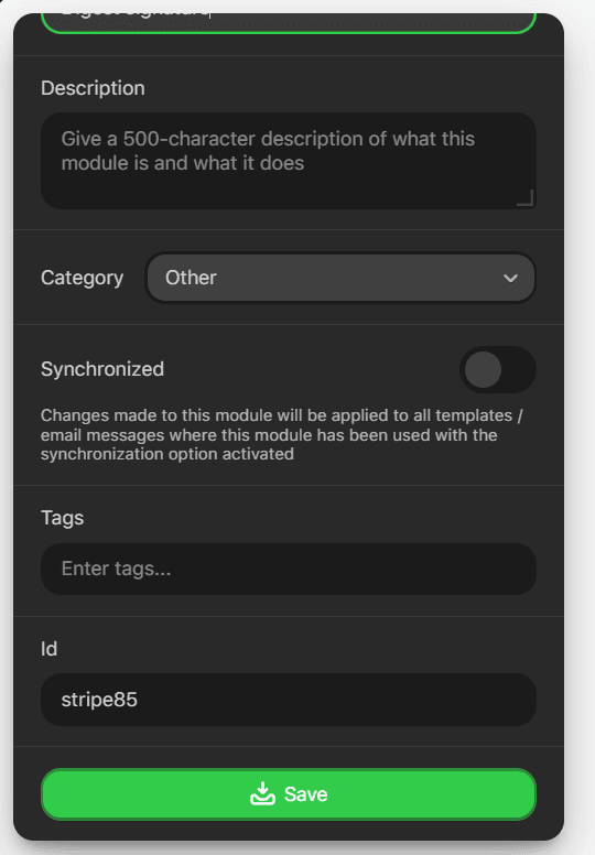 Saving the module Saving the module
