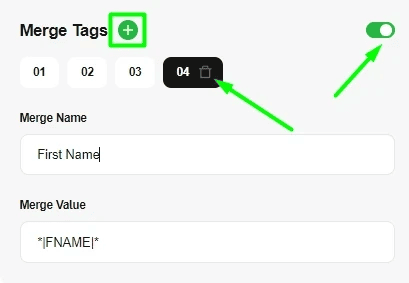 Adding merge tags Adding merge tags