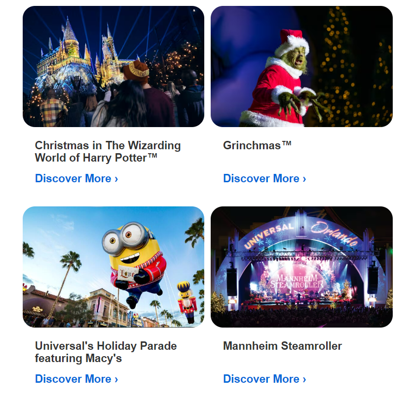 Beispiel einer Early-Bird-Weihnachts-E-Mail-Kampagne für die Reisebranche