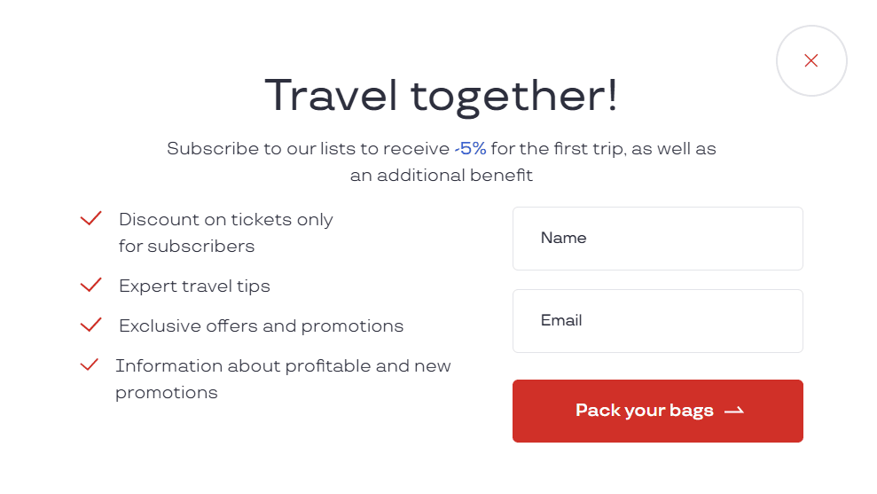 An example of the travel lead magnet