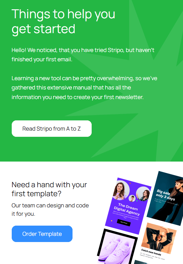 An example of the SaaS nurturing email using the segmentation method