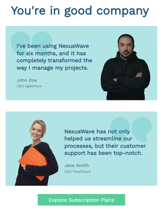 An example of the SaaS lead nurturing email template