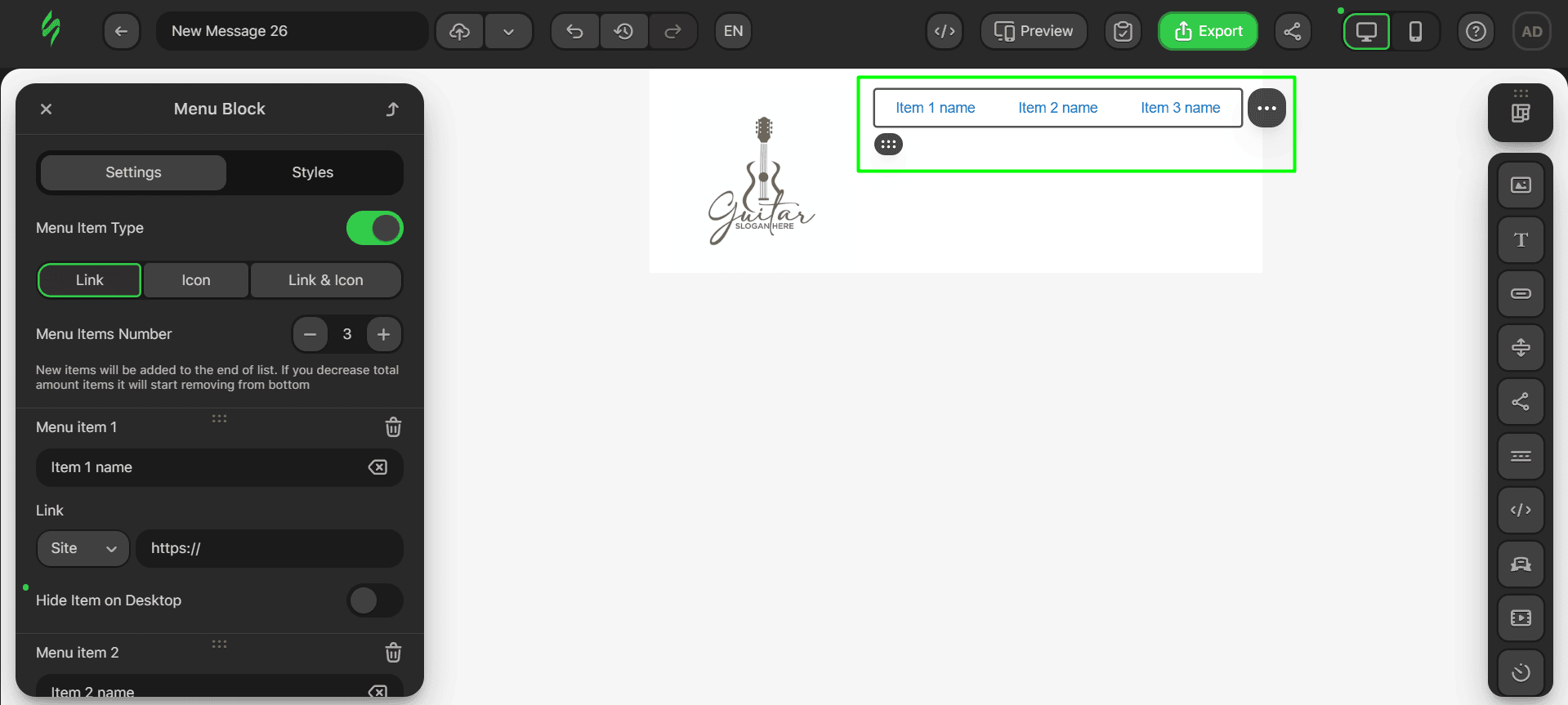Menu block settings Menu block settings