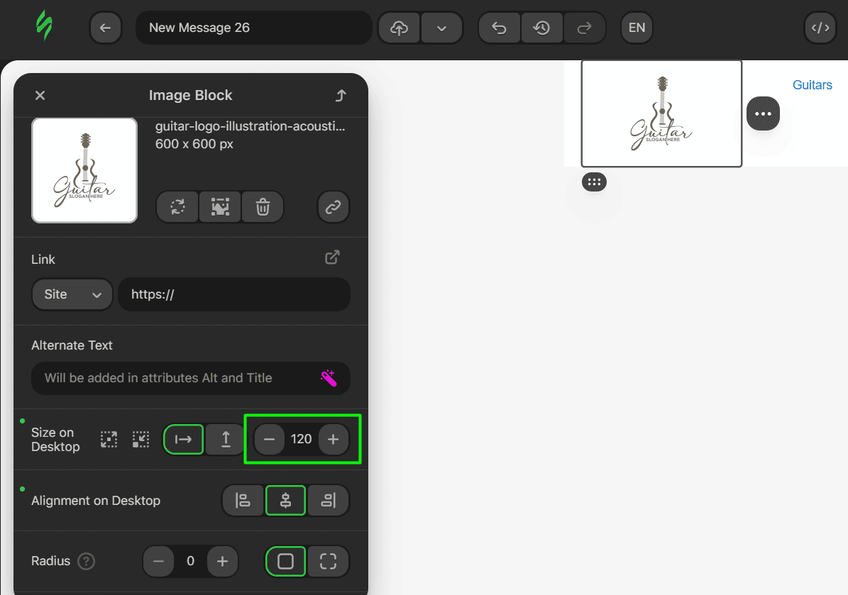 Changing the size of the image Changing the size of the image
