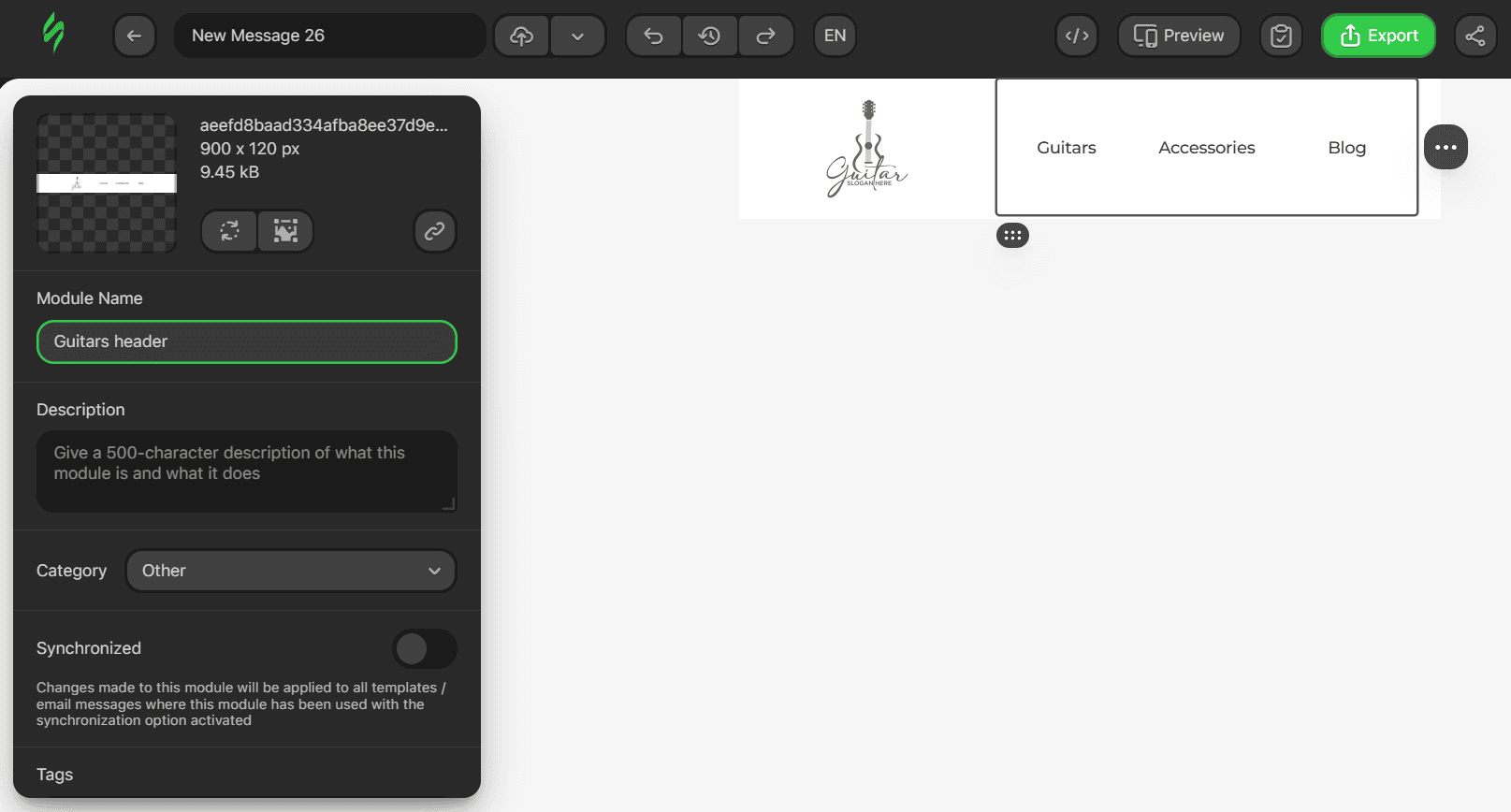 Entering the name of the module Entering the name of the module