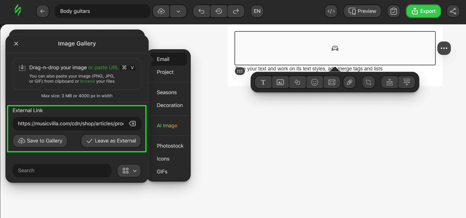 Pasting image link into the banner Pasting image link into the banner