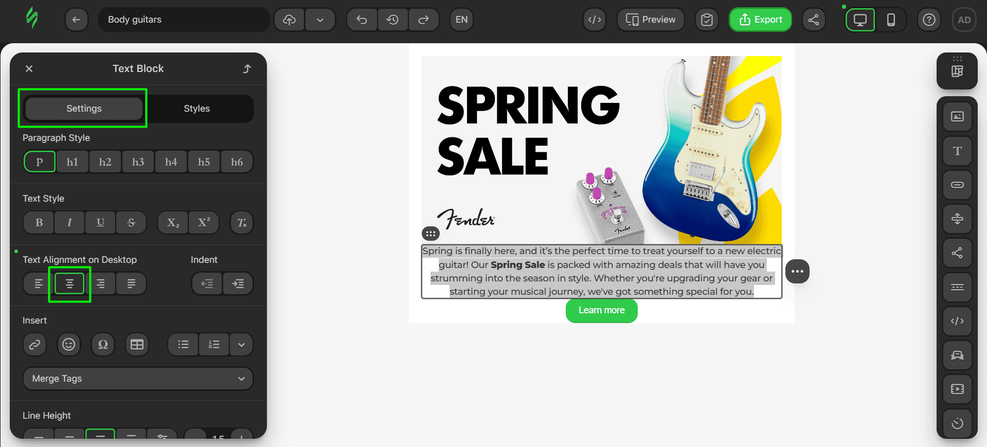 Changing text position Changing text position