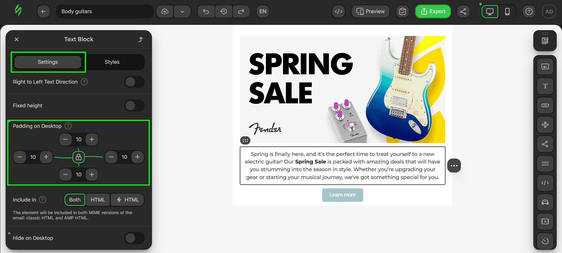 Text block paddings Text block paddings