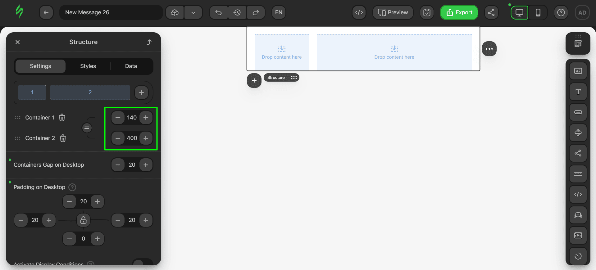 Fixed container sizes Fixed container sizes