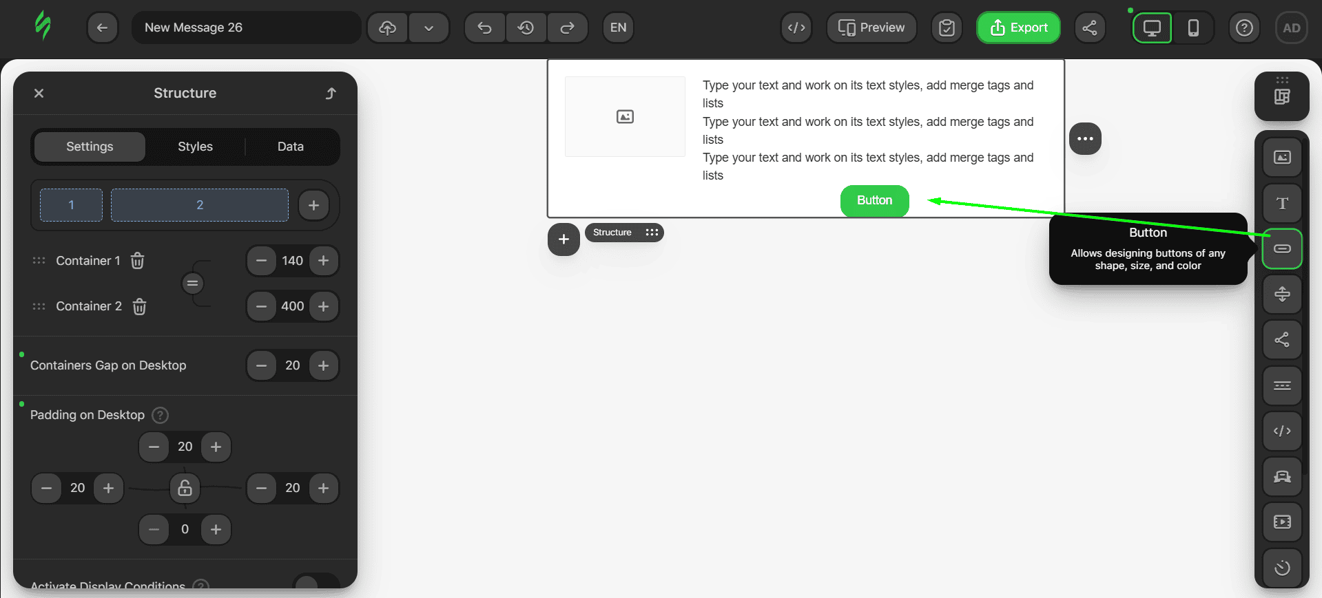 Adding a Button block Adding a Button block