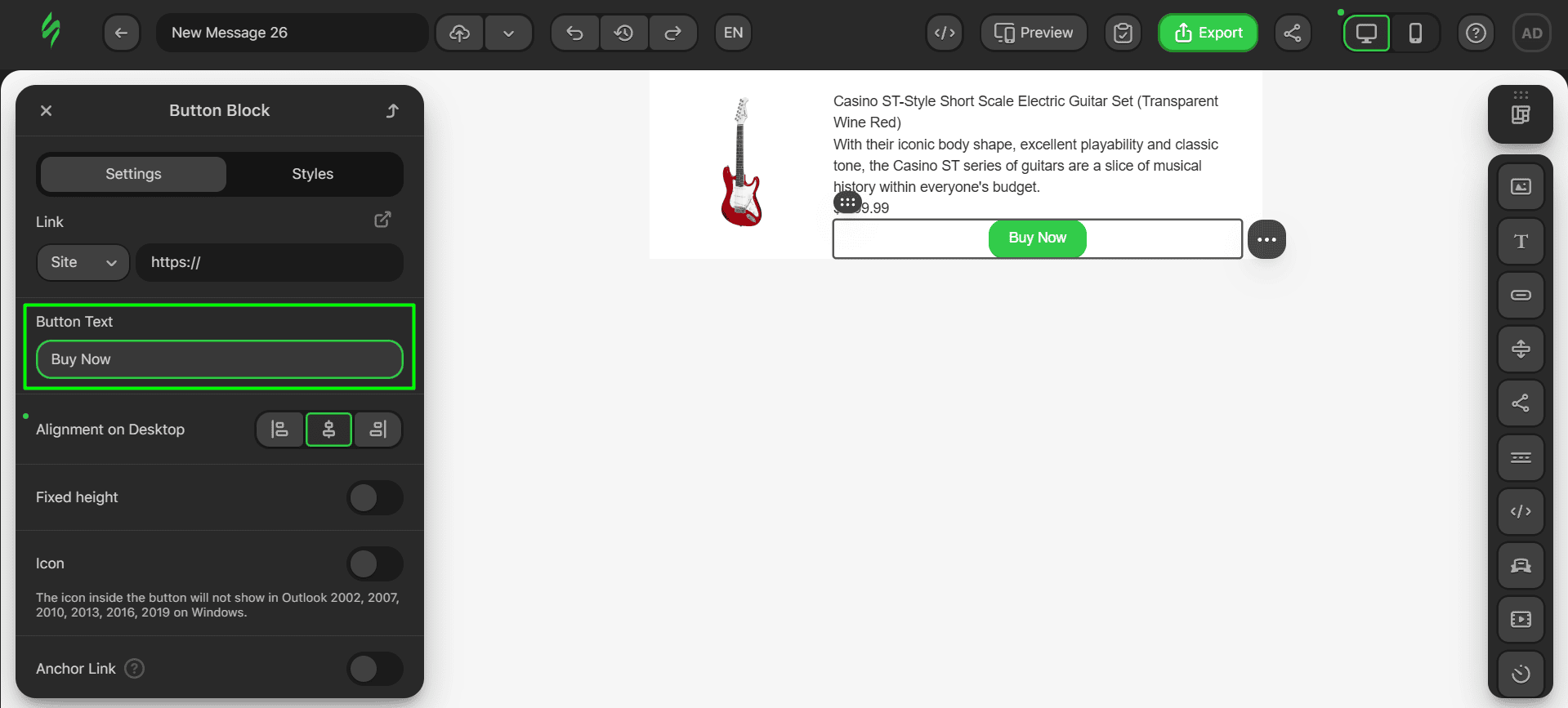 Adding text to the button Adding text to the button