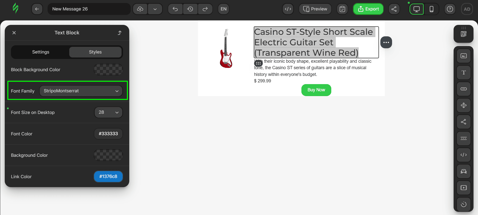 Changing the font style Changing the font style