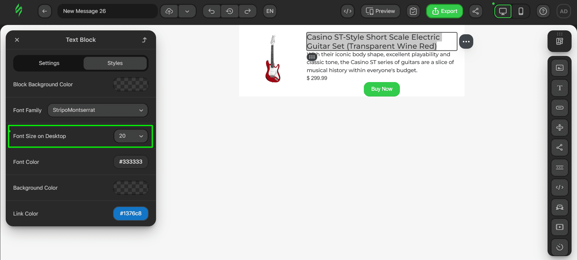 Changed font size Changed font size