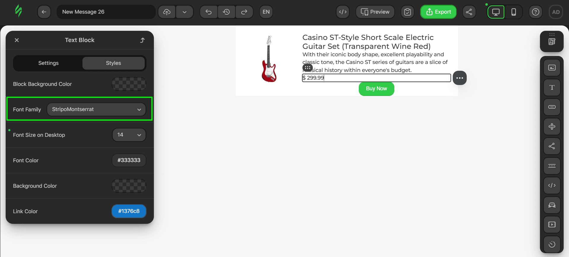 Changing the font of the product price Changing the font of the product price