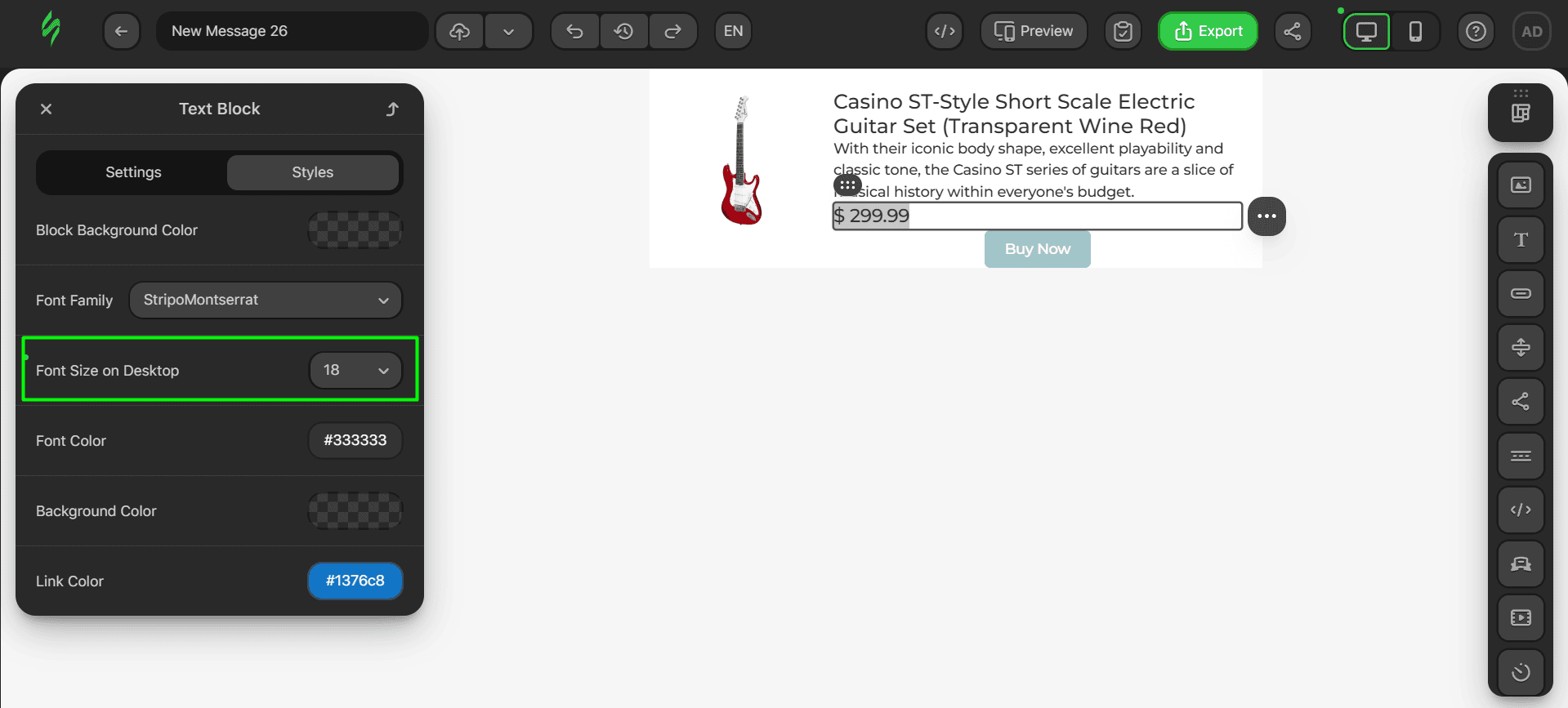 Changed font size for the product price Changed font size for the product price