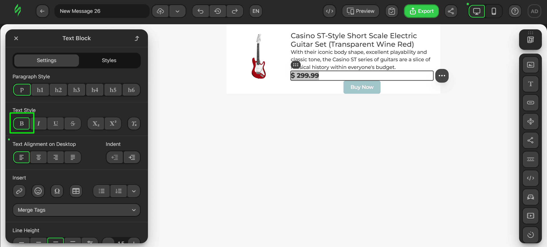 Changed text style Changed text style