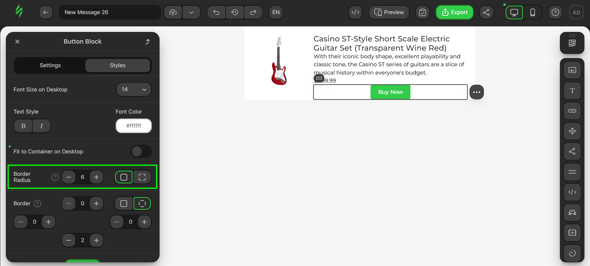 Changing the border radius of the button Changing the border radius of the button