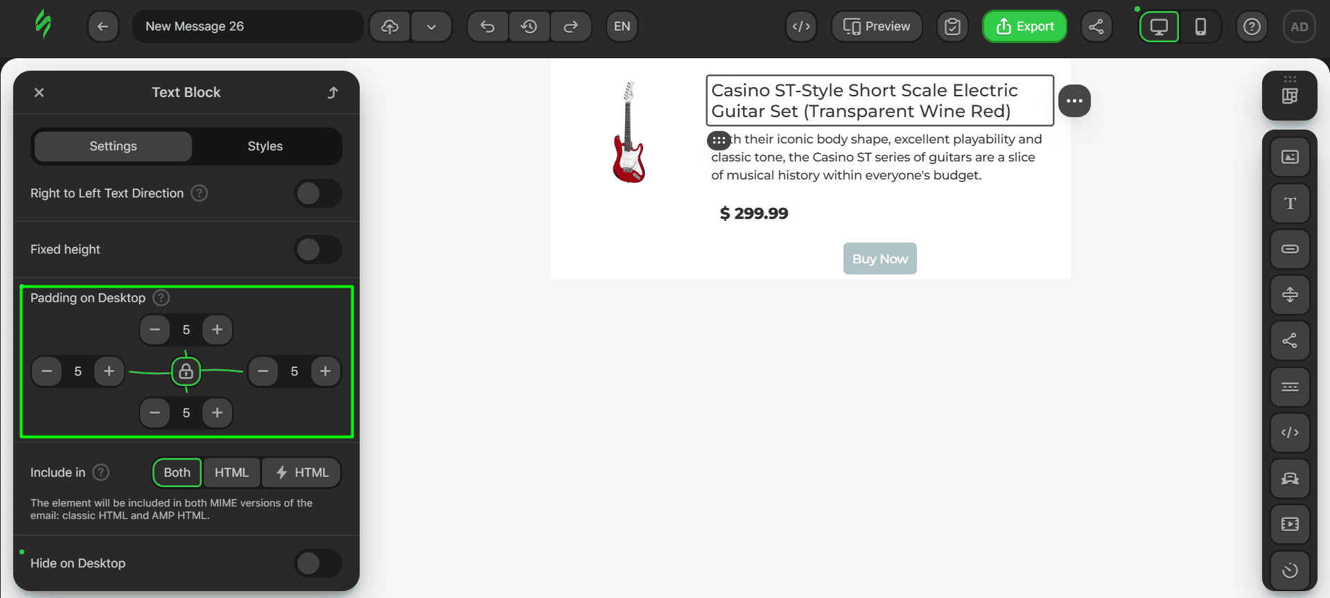 Paddings for the title Paddings for the title