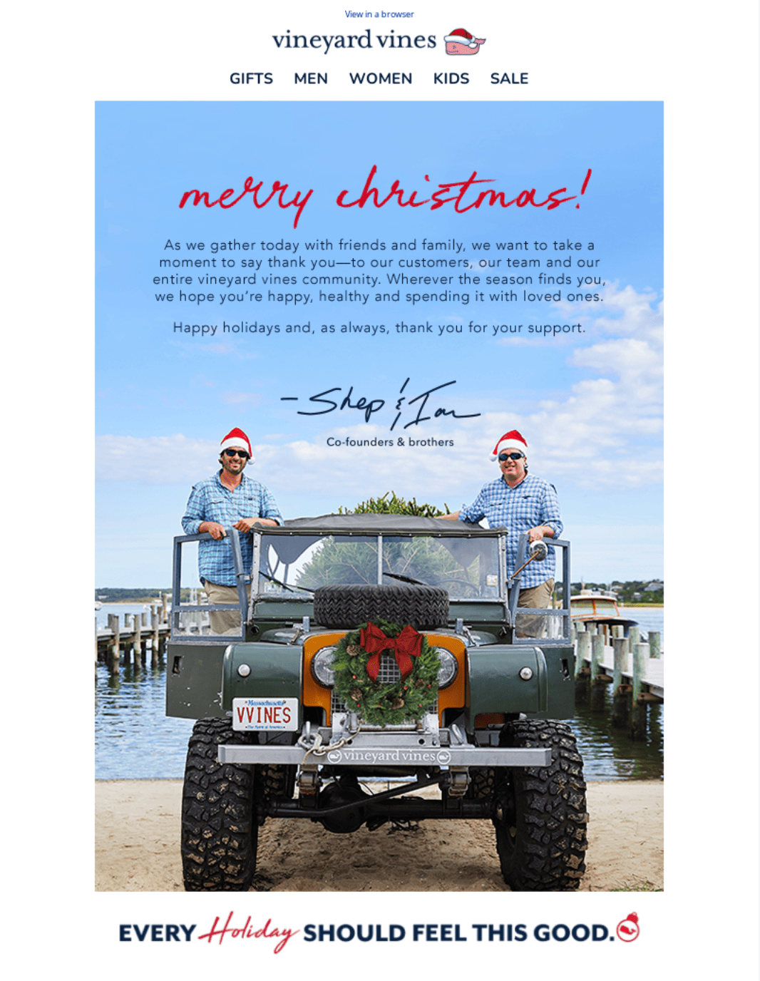 Weihnachts-E-Mail-Beispiel mit persönlichen Glückwünschen