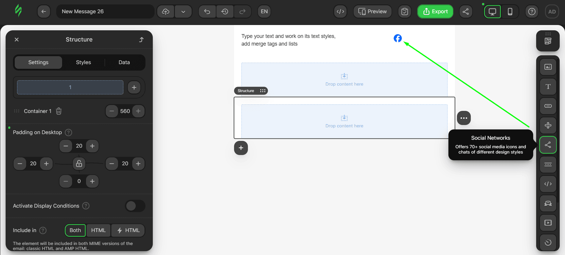 Adding the Text and Social Networks blocks Adding the Text and Social Networks blocks