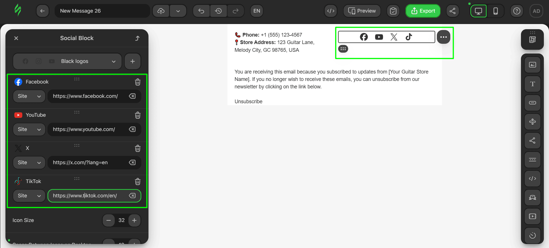 The finished Social Networks block The finished Social Networks block