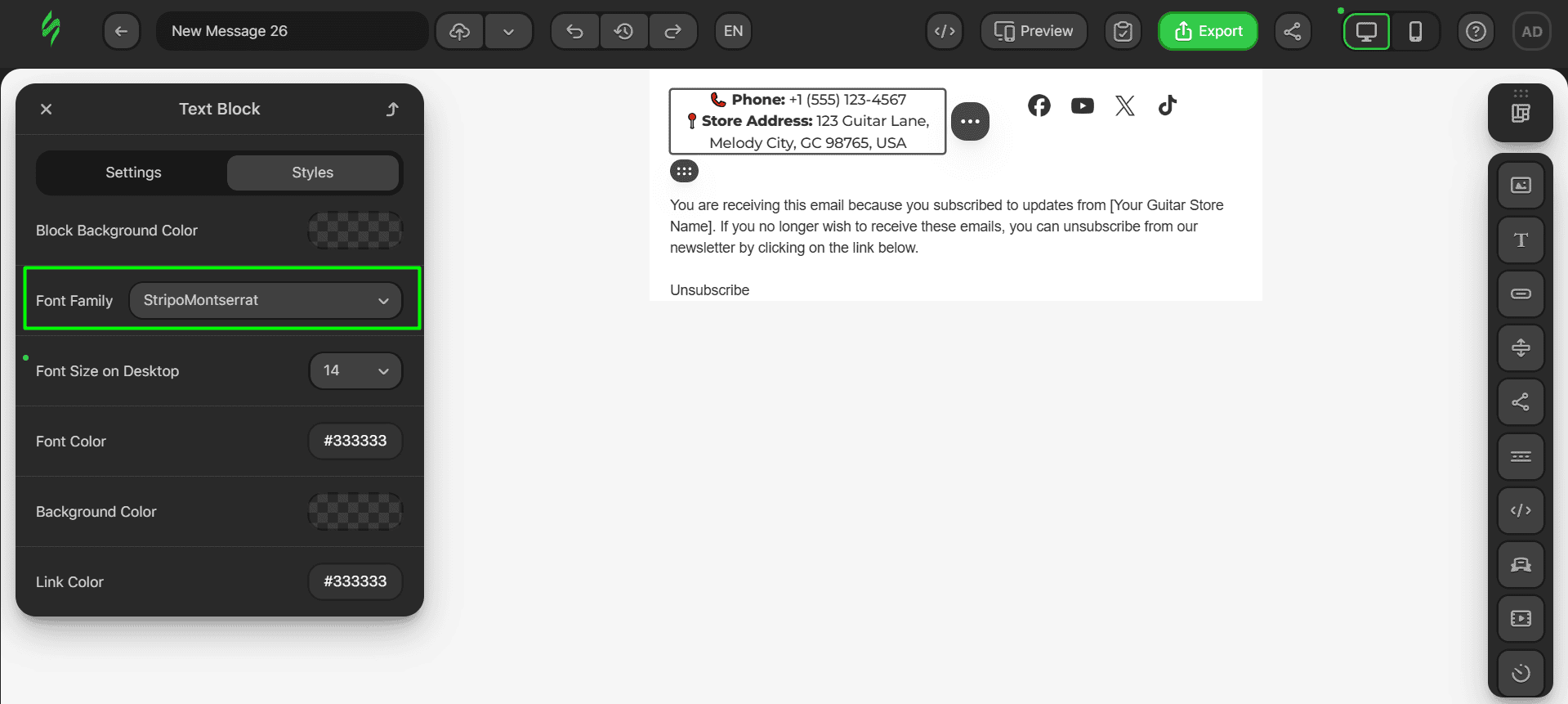 Tweaking the font Tweaking the font