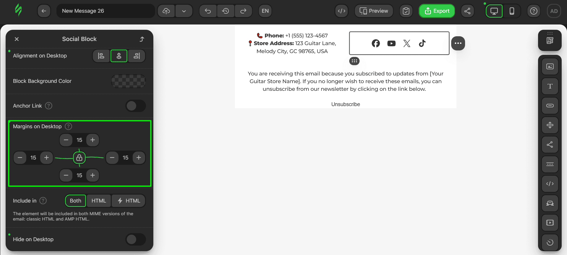 Paddings for the Social Networks block Paddings for the Social Networks block
