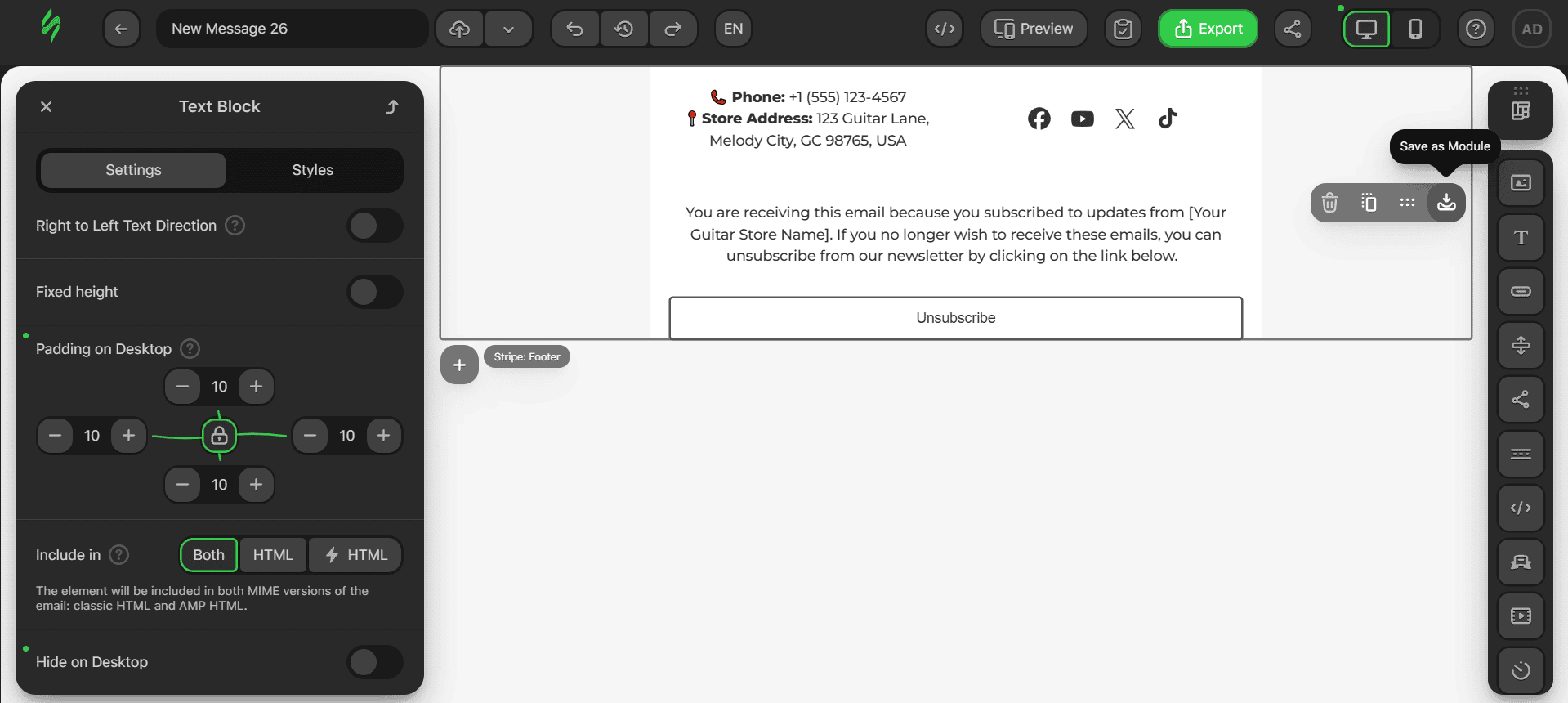 Saving the footer as a module Saving the footer as a module