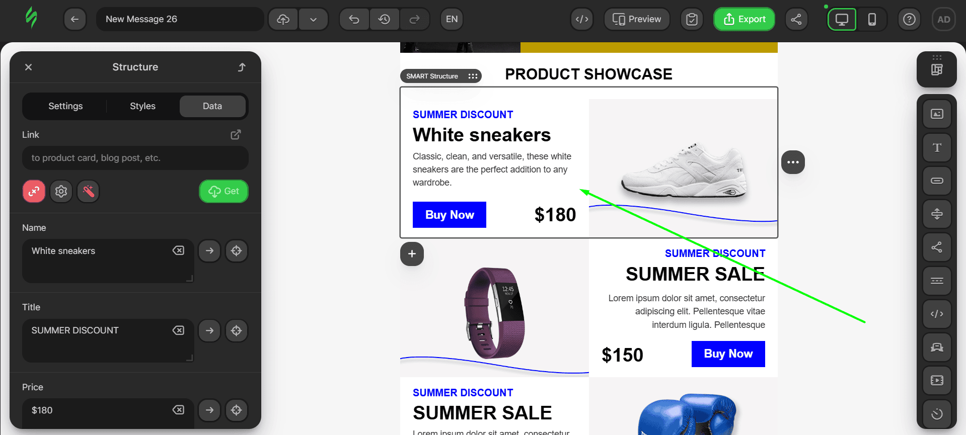 Structure settings Structure settings