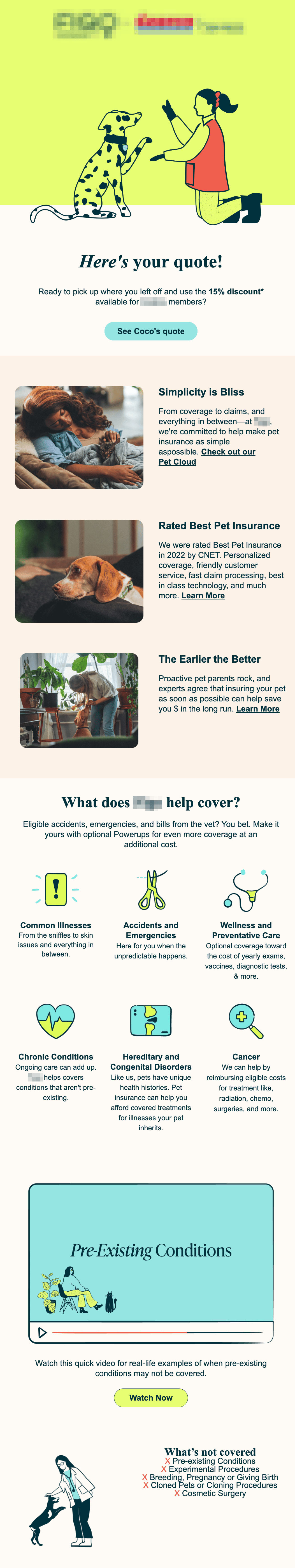 Email example of a personalized campaign for one segment