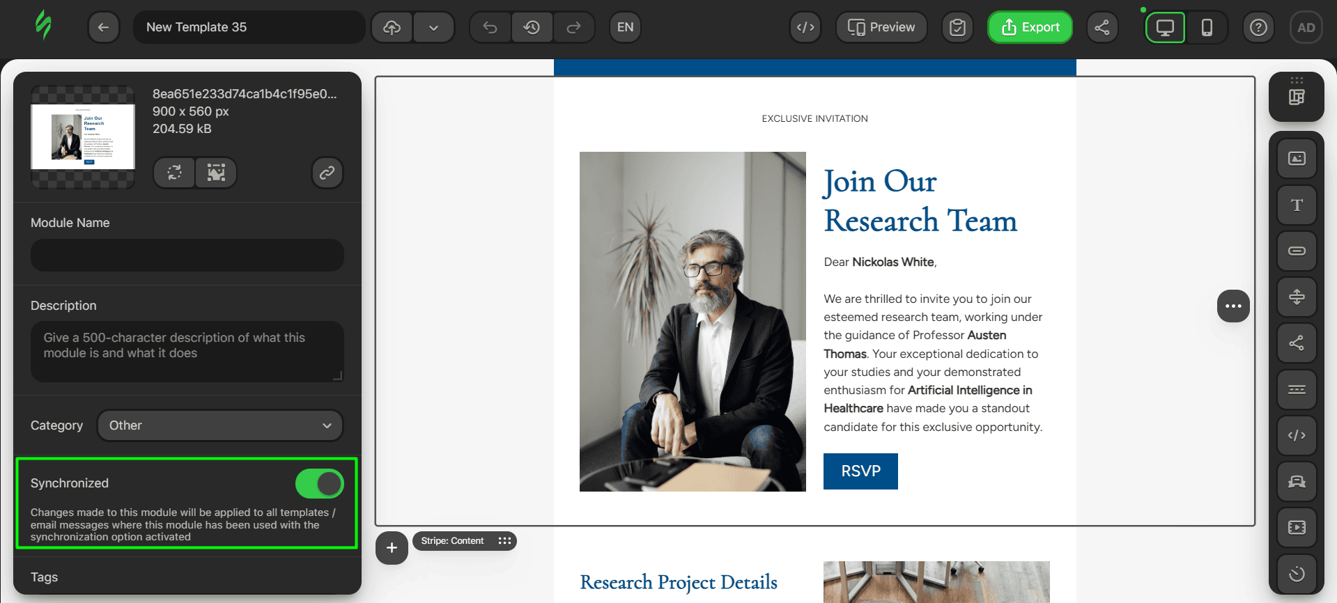 Saving module as a synchronized Saving module as a synchronized