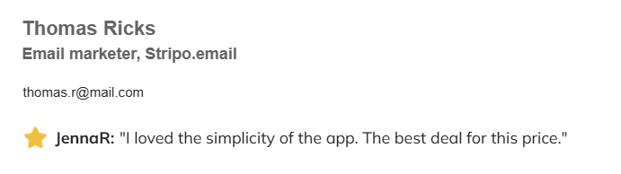 An example of the social proof banner in the email signature An example of the social proof banner in the email signature