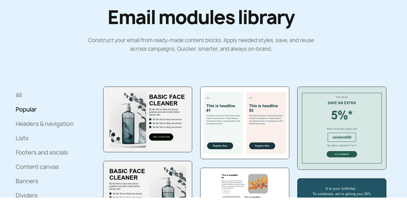 Email modules library _ Stripo 2025