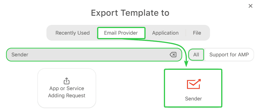 Exporting emails to Sender