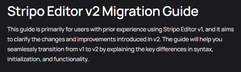 Stripo editor v2 migration Stripo editor v2 migration