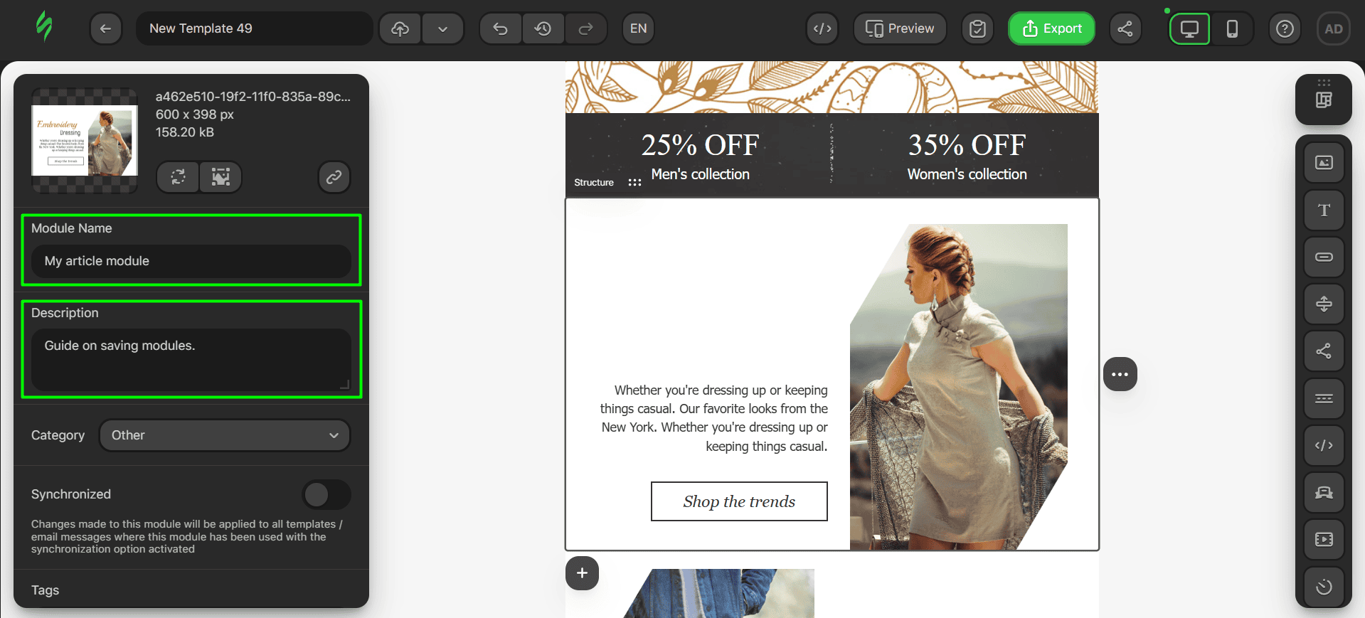 Naming and adding description