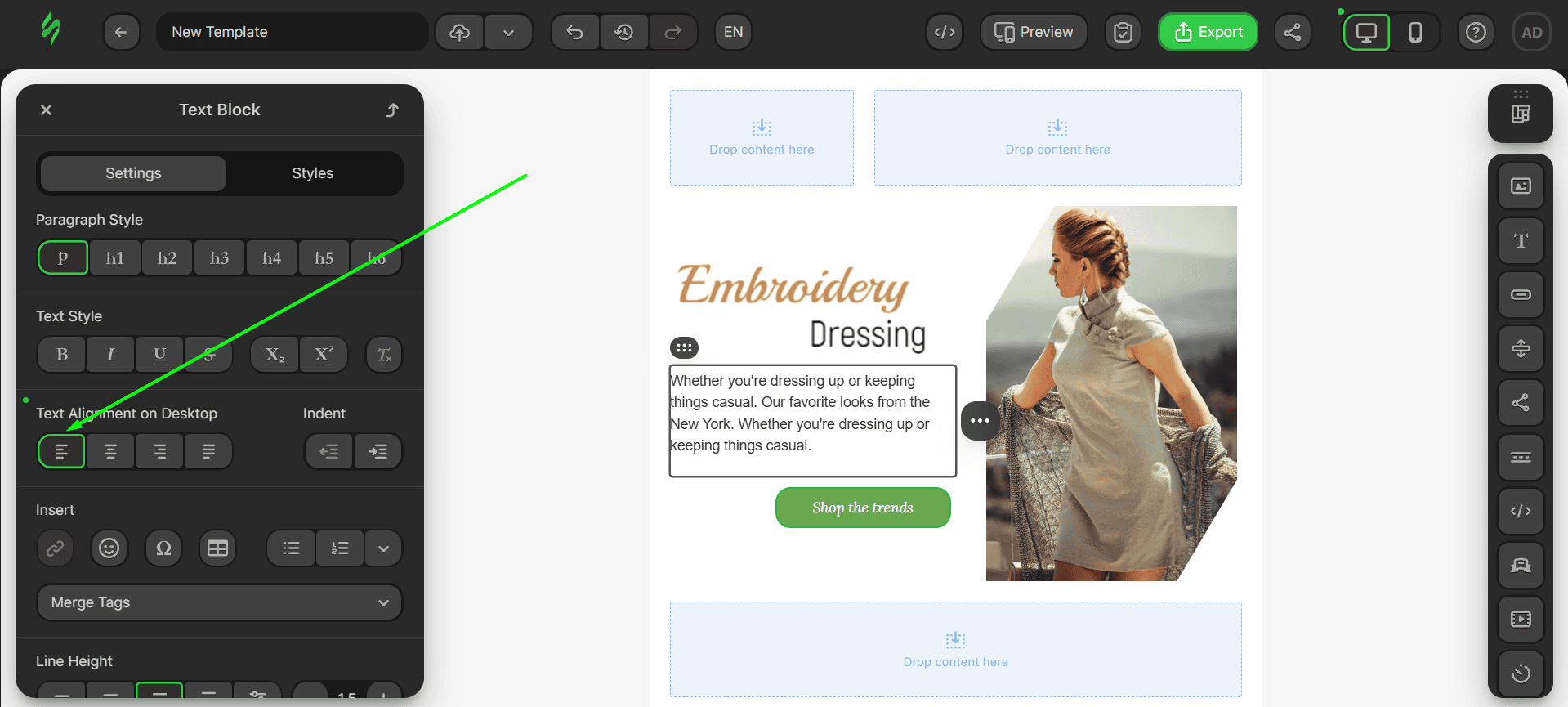Applying left alignment