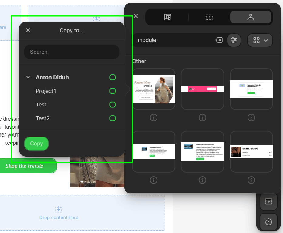 Copy and share settings