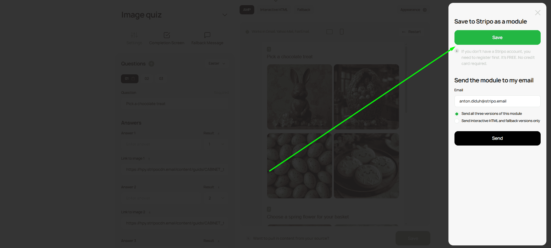Saving interactive module