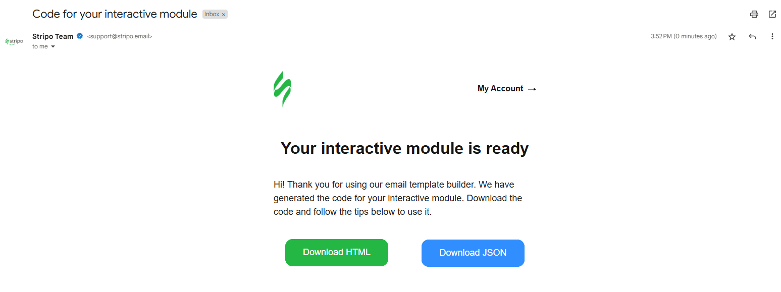 Email with game code