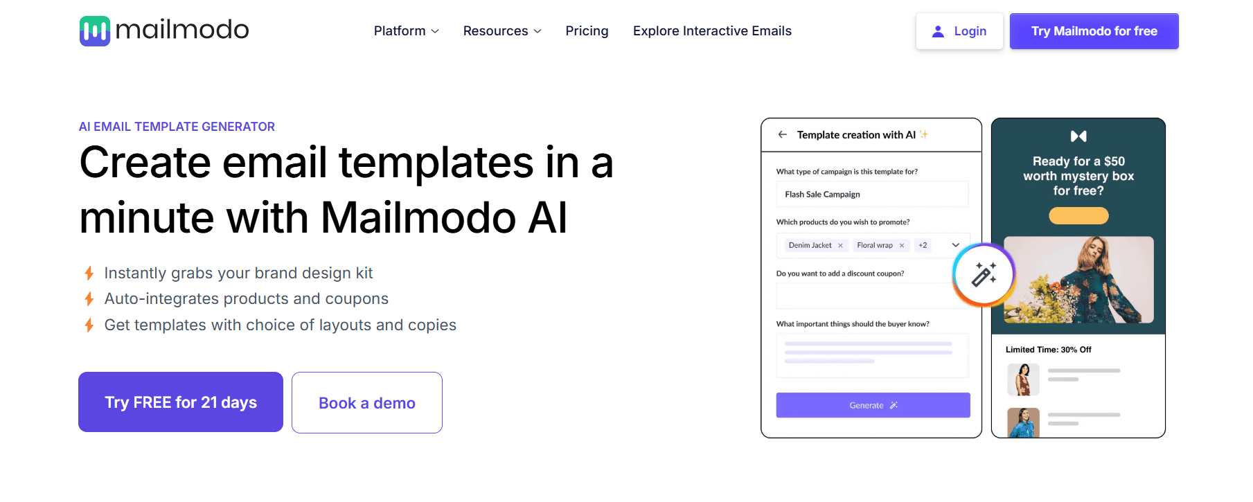 AI email template generator _ Mailmodo AI email template generator _ Mailmodo