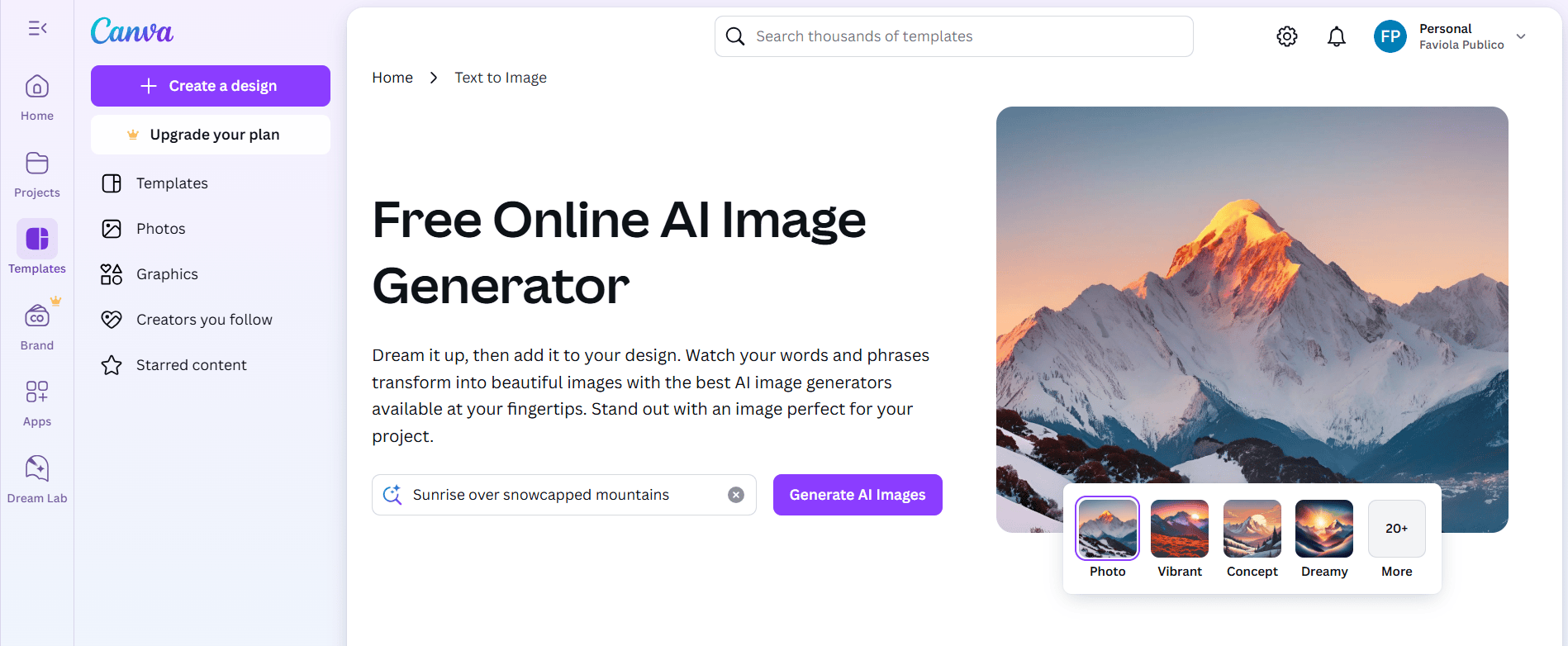 AI for image generation _ Canva AI for image generation _ Canva