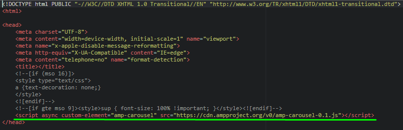Stripo Як створити електронні листи AMP за допомогою Stripo, вставляючи вбудований сценарій.