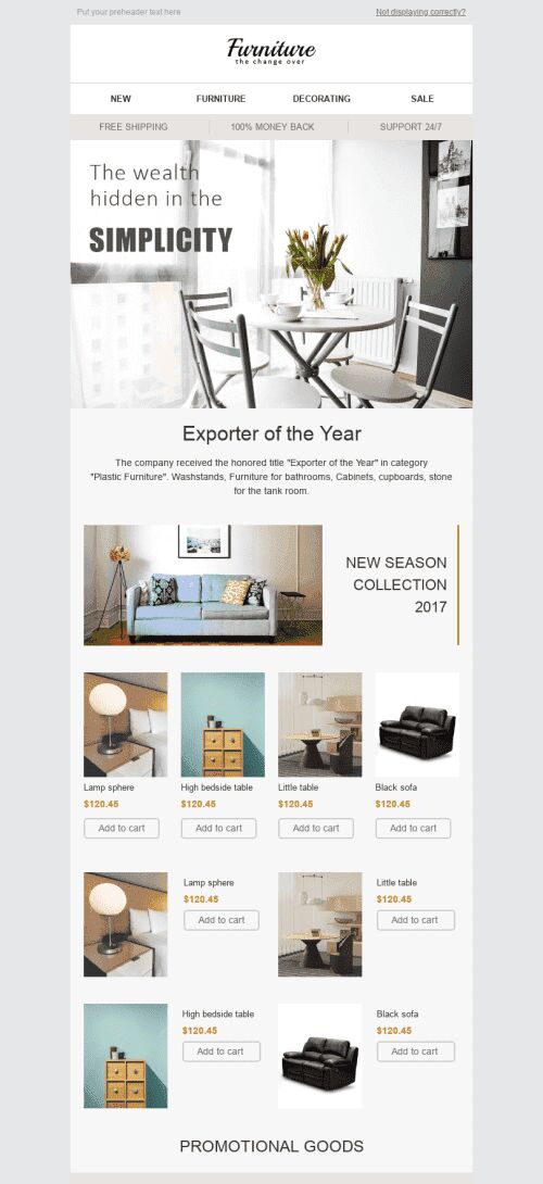 Promo Email Template "Cozy Apartment" for Furniture, Interior & DIY industry mobile view