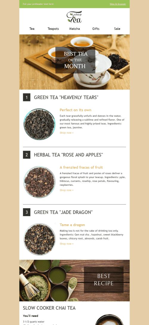 New Collection Email Template "Drink of the Month" for Beverages industry mobile view