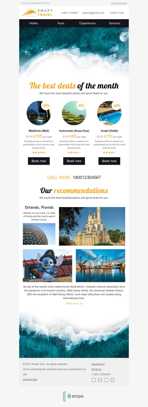 Discount Email Template "Deal of Month" for Tourism industry