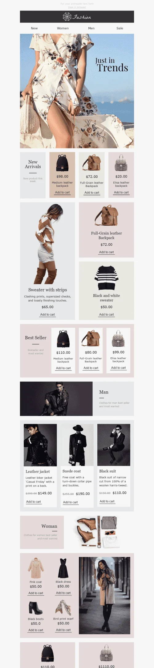 Promo Email Template "Just in Trends" for Fashion industry