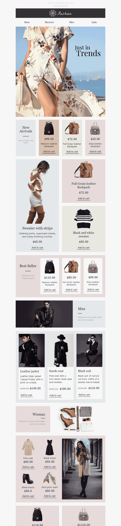 Промо шаблон листа "В тренді" для індустрії "Мода" мобільний вигляд