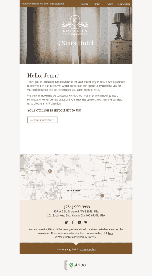 Шаблон благодарственного письма "Хорошие отзывы" для индустрии "Отели и Гостиницы" дектопный вид