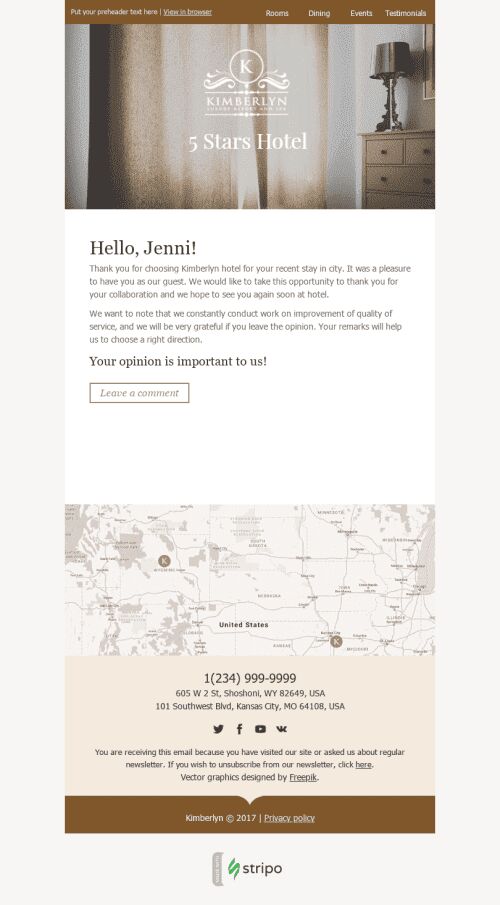 Thank You Email Template "Good Reviews" for Hotels industry mobile view